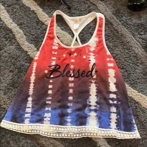 Cute tank top that says “blessed”